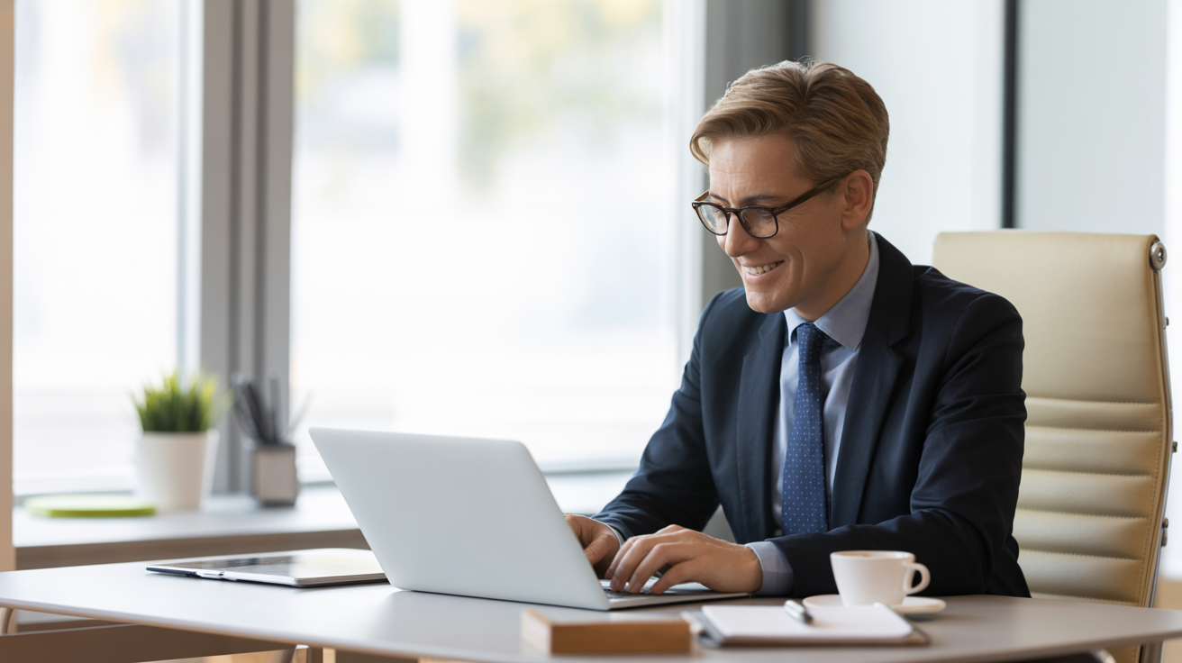 Confident business owner working successfully at their desk